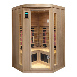 English Elm Hemlock Pentagonal Far-infrared Home Sauna with Carbon Crystal Heating Glass Panels W1787141911