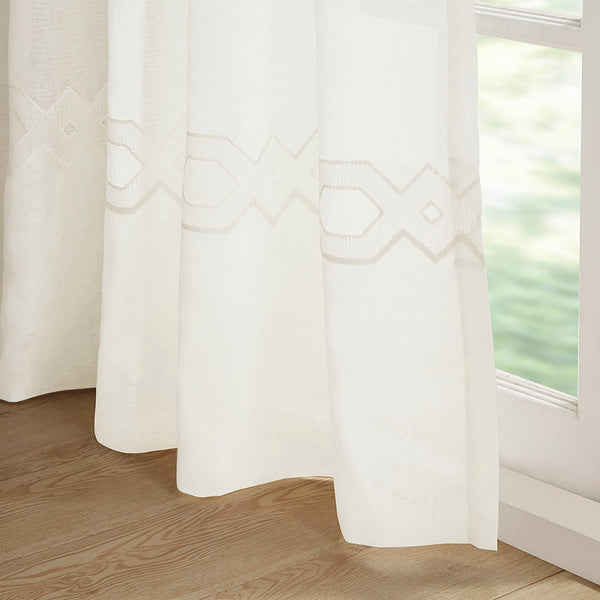 English Elm Embroidery Curtain Panel - Elegant Semi-Sheer Design, Lightweight Polyester, 52"W X 84"L For Any Room B035129648