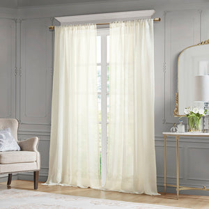 English Elm Embroidery Curtain Panel - Elegant Semi-Sheer Design With Embroidered Hem, 52"W X 84"L, Single Panel B035129647