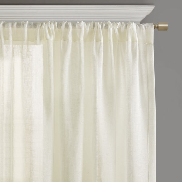 English Elm Embroidery Curtain Panel - Elegant Semi-Sheer Design With Embroidered Hem, 52"W X 84"L, Single Panel B035129647