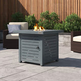 English Elm 25" H Steel Outdoor Fire Pit Table With Lid