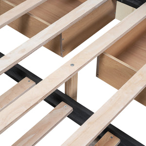 English Elm Queen LED Upholstered Platform Bed with Trundle, USB Ports, Dual Drawers and App-Controlled Lights Beige SF000074AAA