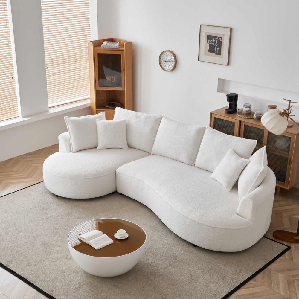 English Elm [oversized Curved Sectional Sofa Sherpa Boucle Upholstered Modern Living Room Couch W1765S00057