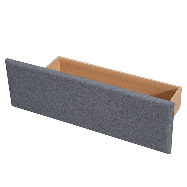 English Elm Queen LED Upholstered Platform Bed with Trundle, USB Ports, Dual Drawers and App-Controlled Lights Gray SF000074AAE