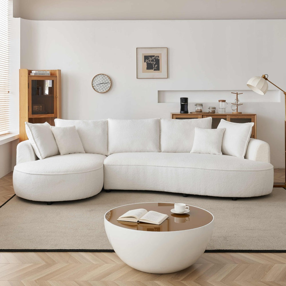 English Elm [oversized Curved Sectional Sofa Sherpa Boucle Upholstered Modern Living Room Couch W1765S00057