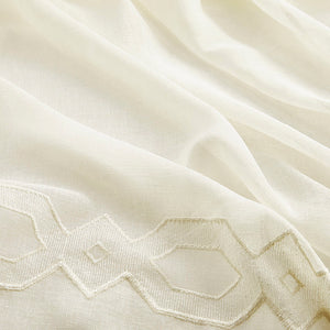 English Elm Embroidery Curtain Panel - Elegant Semi-Sheer Design With Embroidered Hem, 52"W X 84"L, Single Panel B035129647