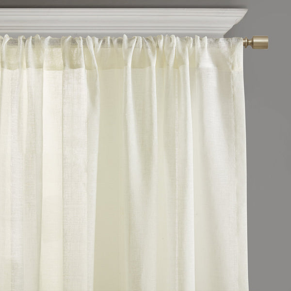 English Elm Embroidery Curtain Panel - Elegant Semi-Sheer Design With Embroidered Hem, 52"W X 84"L, Single Panel B035129647