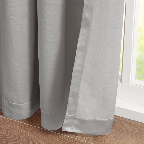 English Elm Pleat Curtain Panel with Tieback Avignon Satin Sheen Box Pleat 52x84 Elegant Textured Drapery Silver 4.72 L x 11.81 W x 11.81 H B035129638