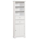 English Elm Tall Bathroom Storage Cabinet,Cabinet With One Door and Two Drawers, Freestanding Storage Adjustable Shelf, Mdf Board,White