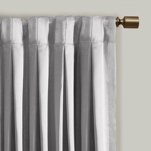 English Elm Pleat Curtain Panel with Tieback Avignon Satin Sheen Box Pleat 52x84 Elegant Textured Drapery Silver 4.72 L x 11.81 W x 11.81 H B035129638