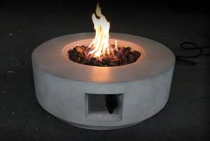 English Elm 11" H X 30" W Fiber Reinforced Concrete Propane/Natural Gas Outdoor Fire Pit Table With Lid (Concrete)Cm-1003C