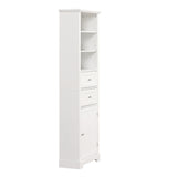 English Elm Tall Bathroom Storage Cabinet,Cabinet With One Door and Two Drawers, Freestanding Storage Adjustable Shelf, Mdf Board,White