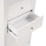 English Elm Tall Bathroom Storage Cabinet,Cabinet With One Door and Two Drawers, Freestanding Storage Adjustable Shelf, Mdf Board,White