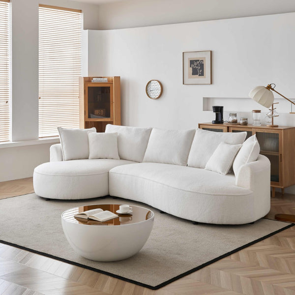 English Elm [oversized Curved Sectional Sofa Sherpa Boucle Upholstered Modern Living Room Couch W1765S00057