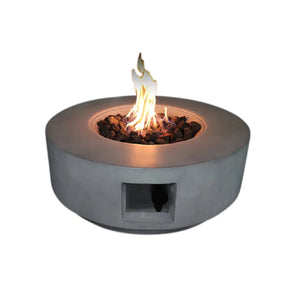 English Elm 11" Fiber Reinforced Concrete Outdoor Fire Pit Table with Lid, 40,000 BTU, Propane/Natural Gas, Round Durable Design B120141817
