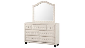 English Elm Sophia 7-Drawer Dresser In Cream Velvet With Crystal Tufting - Elegant Storage For Modern Spaces G150108590-GIGA