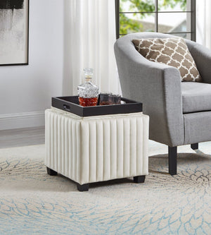 English Elm 18 Inch Velvet Storage Ottoman Bench with Removable Tray Footrest for Living Room W2082130356