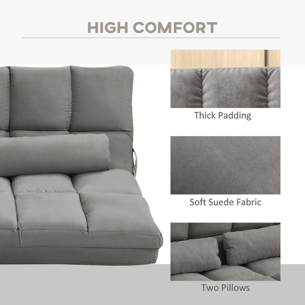 English Elm Convertible Floor Sofa Chair - Space-Saving Folding Couch Bed With 2 Pillows, Adjustable Comfort W2225142075