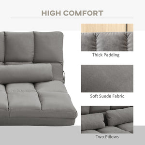 English Elm Convertible Floor Sofa Chair - Space-Saving Folding Couch Bed With 2 Pillows, Adjustable Comfort W2225142075
