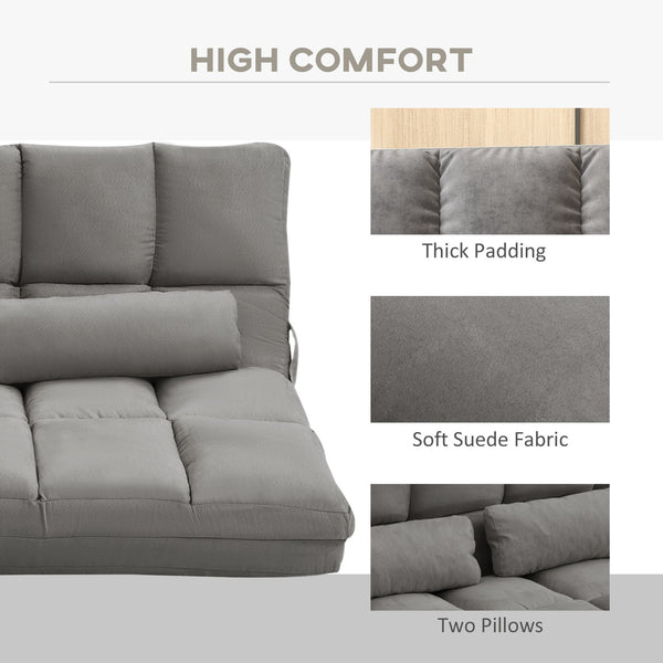English Elm Convertible Floor Sofa Chair - Space-Saving Folding Couch Bed With 2 Pillows, Adjustable Comfort W2225142075