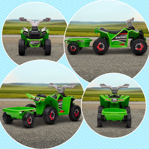English Elm Kids 6v Electric Atv Ride on with Detachable Trailer and Foot Pedal Controls W2225141996
