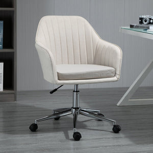 English Elm Mid-Back Task Chair with Tub Seat, Beige Fabric Swivel Desk Chair, Adjustable Height & Channel Back W2225142053