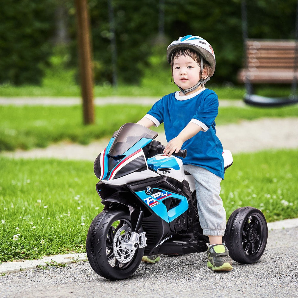 English Elm Licensed 6v Battery Powered Kids Dirtbike Three Wheel Ride on Toddler Motorcycle Blue W2225141990