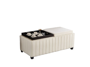English Elm 45 Inch Velvet Storage Ottoman Bench with Tray Top for Living Room or Bedroom W2082130361