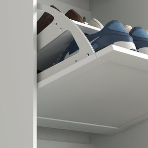 English Elm HOMCOM Slim Entryway Shoe Cabinet with 3 Flip Doors, Adjustable 2-Level Shelves, Holds 18 Pairs White W2225142090