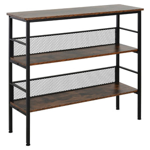 English Elm 3-tier Industrial Console Table Black Metal Frame Mdf Shelves for Entryway or Study W2225142062