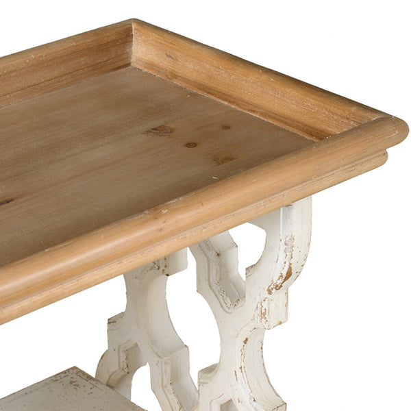 English Elm 35.5" French Country Console Shelf Three Tier Fir Wood Tray Top Distressed Finish W2078141936