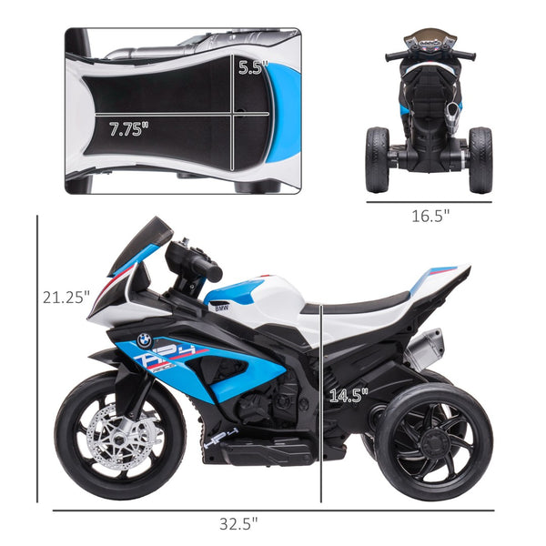 English Elm Licensed 6v Battery Powered Kids Dirtbike Three Wheel Ride on Toddler Motorcycle Blue W2225141990
