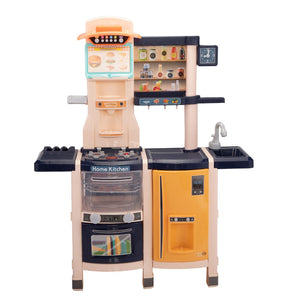 English Elm Large Kids Pretend Cooking Station with Pump Sink Realistic Sounds Lights 65 Pieces W2181142136