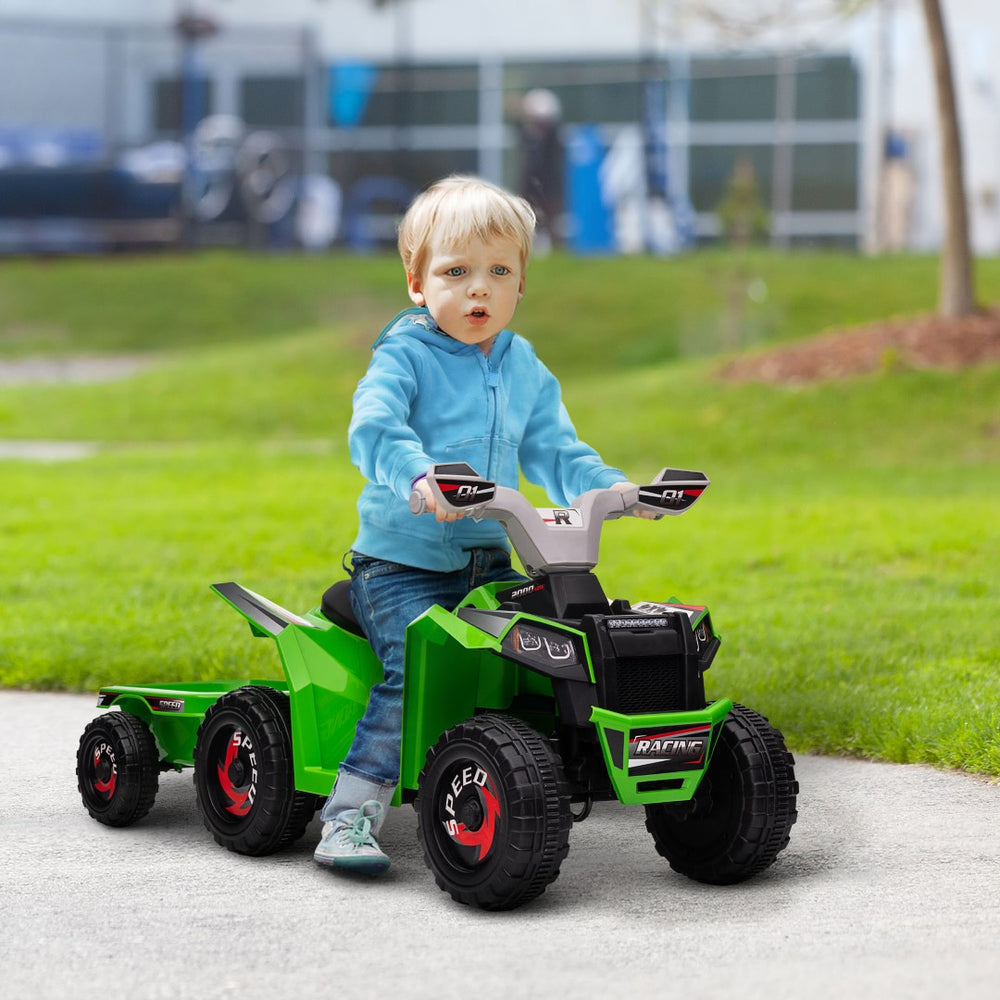 English Elm Kids 6v Electric Atv Ride on with Detachable Trailer and Foot Pedal Controls W2225141996