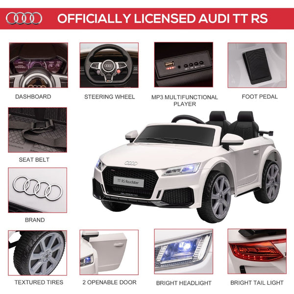 English Elm 6v Licensed Audi Tt Rs Kids Ride on Car with Parental Remote and Suspension System W2225141979