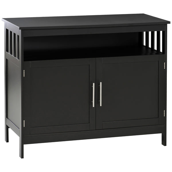 English Elm Sideboard Modern Buffet Cabinet with Magnet Door and Aluminum Handles, Large Storage & Adjustable Shelf Black W2225142078