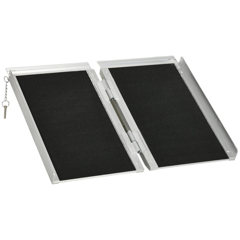 English Elm Textured Aluminum Folding Threshold Ramp Portable Wheelchair Access for Doorways and Steps W2225142059