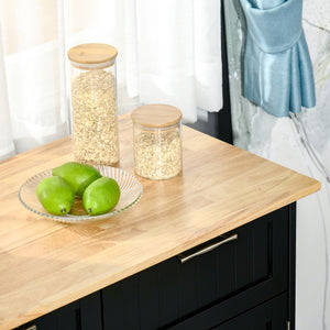 English Elm 41" Rolling Kitchen Island Cart with Rubberwood Top, Drawers, Adjustable Shelves & Locking Wheels for Versatile Storage and Mobility W2225142063