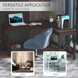 English Elm 57" L-Shaped Corner Desk with X-Frame, 57" Wide Compact Home Office Workstation, Brown Finish W2225142088