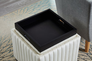 English Elm 18 Inch Velvet Storage Ottoman Bench with Removable Tray Footrest for Living Room W2082130356