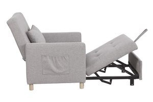 English Elm Convertible Sleeper Sofa Chair Bed with 3-Level Recline, Pull-Out Guest Bed, Plush Teddy Fabric Comfort Gray W1420131260