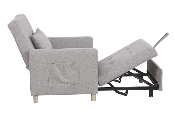 English Elm Convertible Sleeper Sofa Chair Bed with 3-Level Recline, Pull-Out Guest Bed, Plush Teddy Fabric Comfort Gray W1420131260