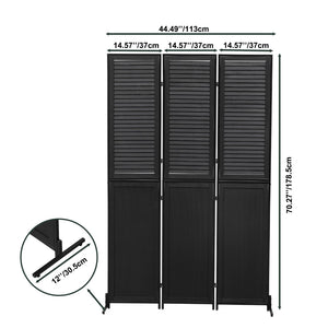 English Elm 3 Panel Paulownia Wood Louvered Folding Screen Freestanding Privacy Divider for Any Room W1757122143