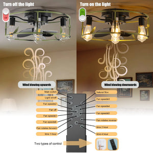 English Elm Beaded Wood Chandelier Fan Semi Flush Mount Bohemian Rustic Light for Small Rooms W1340P209772