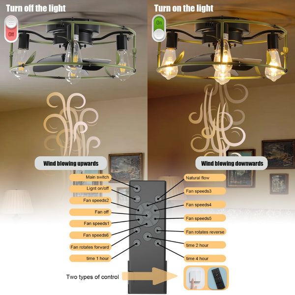English Elm Beaded Wood Chandelier Fan Semi Flush Mount Bohemian Rustic Light for Small Rooms W1340P209772