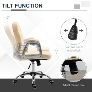English Elm PU Leather Button-Tufted Office Chair with Padded Arms, Adjustable Tilt & Height, 360° Swivel Wheels W2225142098