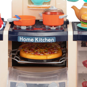 English Elm Large Kids Pretend Cooking Station with Pump Sink Realistic Sounds Lights 65 Pieces W2181142136