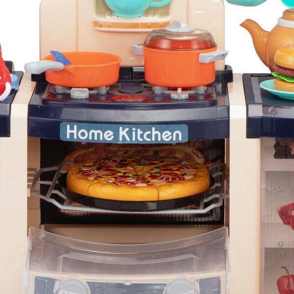 English Elm Large Kids Pretend Cooking Station with Pump Sink Realistic Sounds Lights 65 Pieces W2181142136