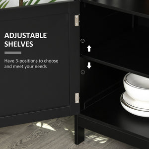 English Elm Sideboard Modern Buffet Cabinet with Magnet Door and Aluminum Handles, Large Storage & Adjustable Shelf Black W2225142078