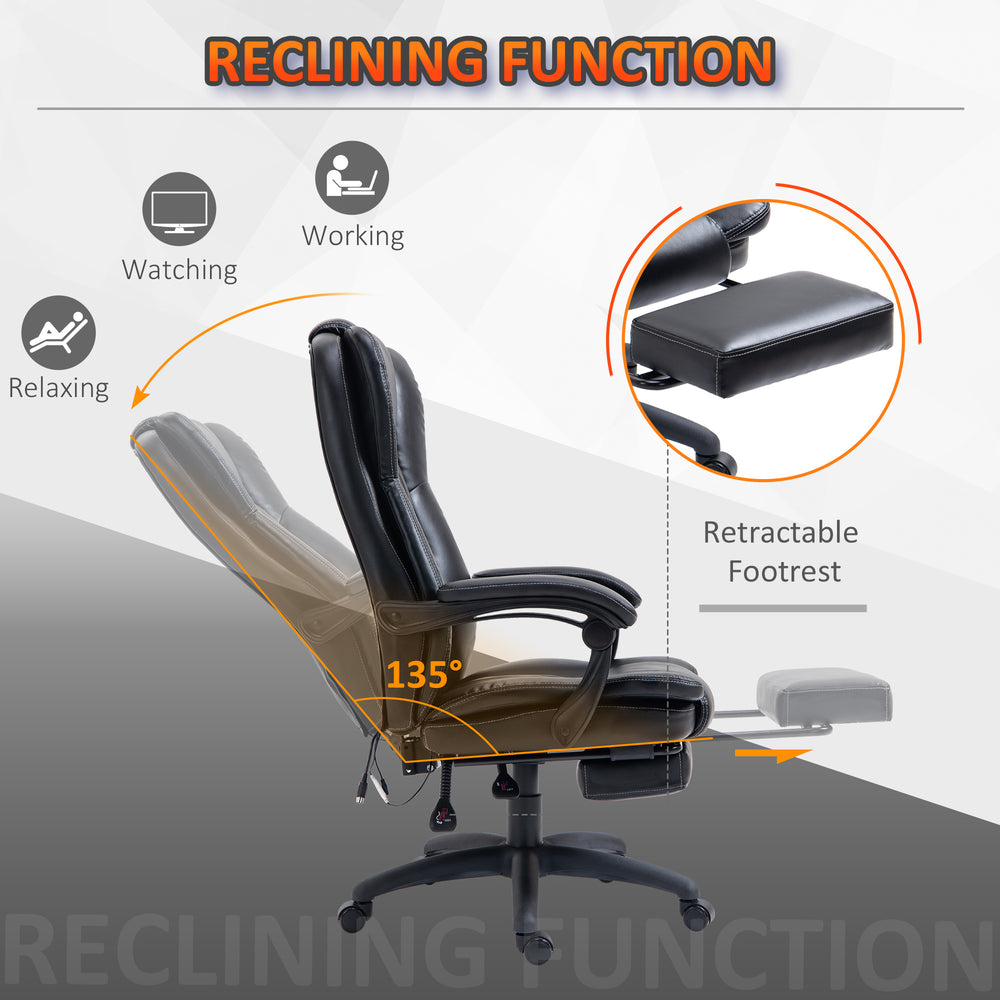 English Elm High High Back Massage Office Chair with 6-Point Vibration, Recline to 135°, PU Leather, Remote Controlled Comfort W2225142100